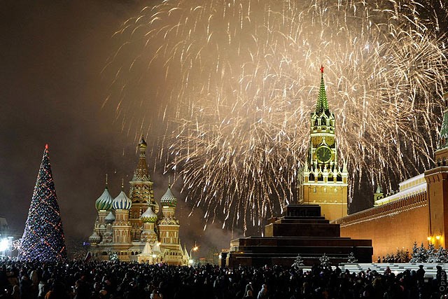 Новогодний фейерверк на Красной площади